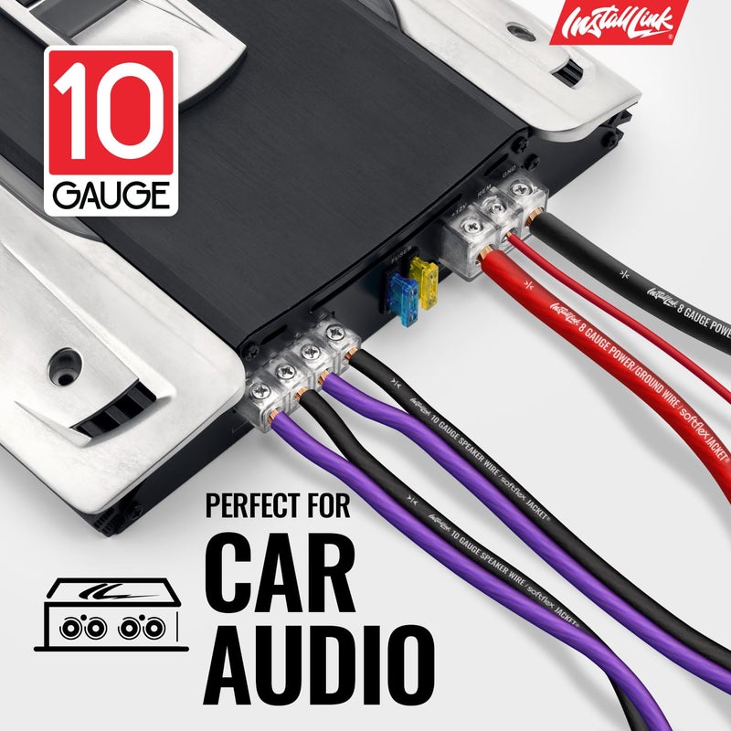 Install Link 10 AWG Gauge Speaker Wire Cable (50 Feet) Stereo, Car or Home Theater, CCA - Image 3